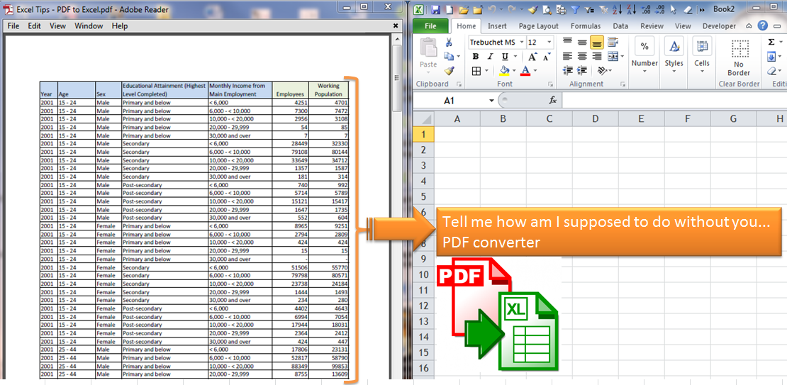 convert pdf form to excel spreadsheet